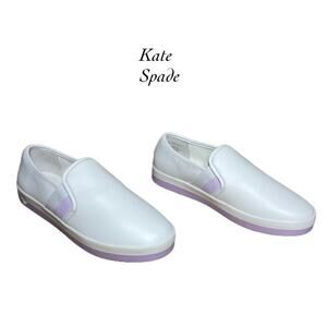 Kate Spade New York Sandy White Purple Stripe Heart Sneakers NEW Size 7.5